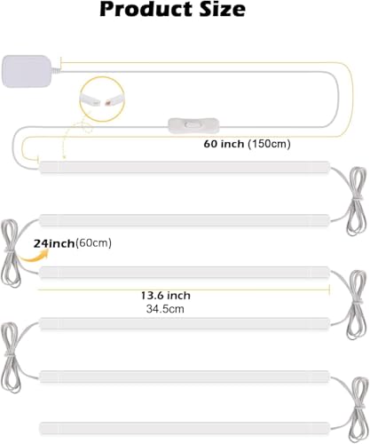 Cefrank LED Under Cabinet Lighting 6-Pack 12 inch Seamlessly Linkable Strip Light Bars for Cabinet, Kitchen, Shelf, Workbench, Cupboard, 1200 Lumen, Warm White 3000K - color: Warm White