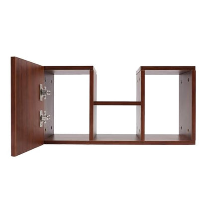 Wall Mounted Bookshelf with Moveable Cabinets, Multifunctional Folding Floating Desk, Fold Down Laptop Table with Storage Shelves for Bedroom Study Room Space Saving Small Space Garage (Walnut) - color: Walnut