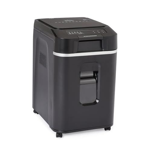 Amazon Basics 200-Sheet Auto Feed Cross-Cut Paper Shredder, High Security P-4, Anti-Jam, 8.5 Gallon Pullout Bin, Black - color: Black, size: 200 Sheet