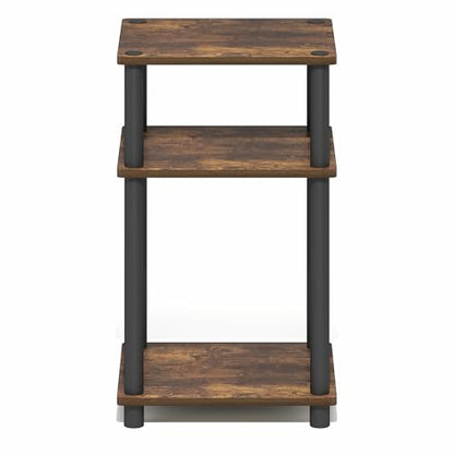 Furinno Turn-N-Tube 3-Tier Toolless Side Table, Narrow Printer Stand with Open Shelf, End Table, Night Stand, for Living Room, Bedroom, Amber Oak - color: Amber Oak/Black