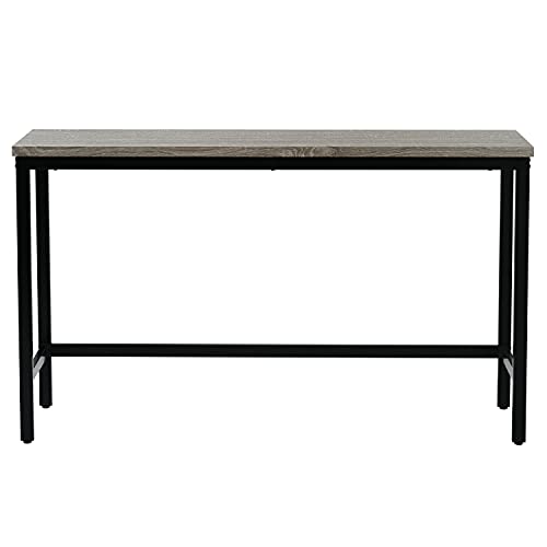 4-Piece Counter Height Extra Long Dining Table Set, Bar Table Set with 3 Stools, Side Table with Footrest Pub Kitchen Set (Gray) - color: Grey