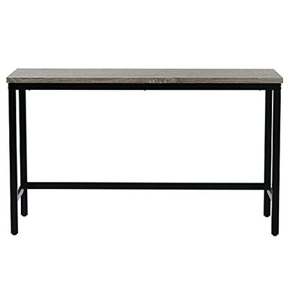 4-Piece Counter Height Extra Long Dining Table Set, Bar Table Set with 3 Stools, Side Table with Footrest Pub Kitchen Set (Gray) - color: Grey