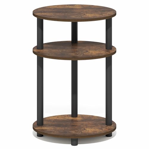 Furinno Turn-N-Tube Side Table, 3-Tier Oval End Table, Night Stand, Bedside Table, for Living Room, Bedroom, Amber Pine - color: Amber Pine, size: 1-Pack, Plastic Frame, 3-Tier, 23 Inches Tall