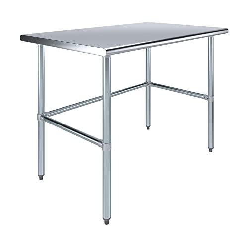 36" x 30" Open Base Stainless Steel Work Table – NSF Certified Heavy Duty Commercial Prep Table with Galvanized Legs for Kitchens, Labs & Utility Rooms - size: 36"x30"