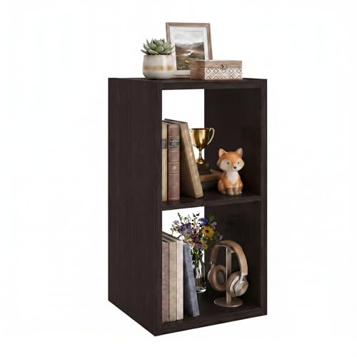 WannabeMyself【2026 Wooden Thick Frame】 2 Cube Storage Organizer with Anti-Tipping Kits, Reversible Open Back Book Shelf,Bookcase for Living Room,Bedroom,Entrance Hall,Office,11.6×24.7×13.1,Chocolate - color: Chocolate, size: 2 cube (11inch)