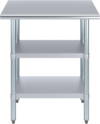 Stainless Steel Work Table with Double Undershelf | Heavy Duty Prep Table | NSF Certified | Commercial Kitchen, Restaurant, Utility Room (18 x 30) - size: 18x30