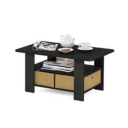 Small Modern Coffee Table with Storage, Bin Drawer Side Table, Coffee Table for Bedroom, Home Office, Living Room, Espresso - color: Espresso/Brown