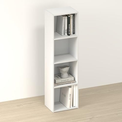 Toki 4-Tier Book Shelf, Bookcase, Bookshelf, 9 x 12 x 42 Inches, for Home Office, Living Room, White - color: White, size: 4-Tier