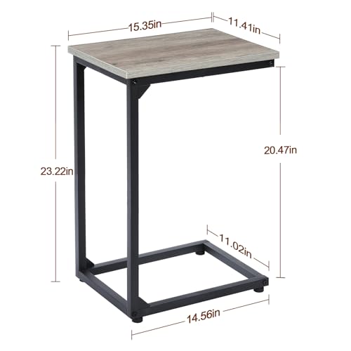 AMHANCIBLE C Shaped End Table, Slide Under Couch Table for Sofa, TV Tray Snack Table, Small Side Table for Small Space, Living Room, Grey HET02CGY-1 - color: Grey