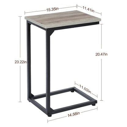 AMHANCIBLE C Shaped End Table, Slide Under Couch Table for Sofa, TV Tray Snack Table, Small Side Table for Small Space, Living Room, Grey HET02CGY-1 - color: Grey