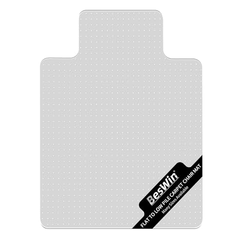BesWin Office Chair Mat for Carpets, 36" x 48" Low Pile Carpet Protector Mat for Office Chair, Heavy Duty Computer Desk Floor Mat for Carpeted Floors for Home/Offices, Easy Glide(48" x 36" with Lip) - size: 48"x36"with Lip