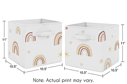 Sweet Jojo Designs Boho Rainbow Foldable Fabric Storage Cube Bins Boxes Organizer Toys Kid Baby Children - Set of 2 - Blush Pink Dusty Rose Gold Yellow Mauve Taupe Beige Bohemian Stars Sun Celestial - color: Boho Rainbow