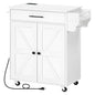 HOOBRO Kitchen Island with Power Outlet, Kitchen Storage Island with Large Worktop, Spice Rack and Drawer, Rolling Kitchen Island Cart on Wheels, for Kitchen and Dining Room, White WT88UZD01 - color: White