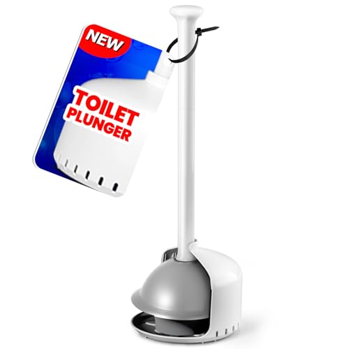 FORASTO Toilet Plunger with Holder - Heavy Duty Bathroom Cleaning Tools | Plungers for Bathroom, Toilet Bowl Cleaners, Apartment Must Haves, Bathroom Decor Accessories, Home Essentials, Pearl White - color: Pearl White, size: 1Pack