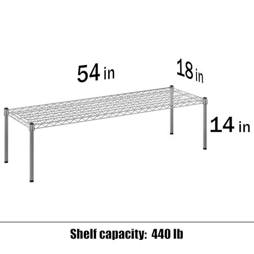 18" Deep x 54" Wide x 14" Height Wire Shelving Kit | 1-Tier | NSF Commercial Storage Rack Unit - size: 18" Deep x 54" Wide