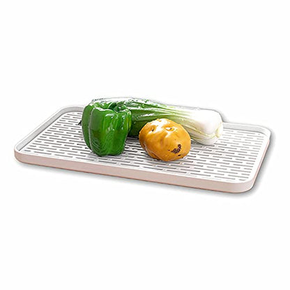 2Packs Serving Tray & Dish Rack & Flat Drain Board, Multi-Use Tray for Serving, Fruit Drain, Cup Drain, Vegetable Drain, White & Grey, Perfect for Coffee, Kitchen, (6.69W x 12.2L) - size: 6.69W x 12.2L- 2packs