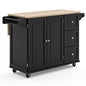 Homestyles Dolly Madison Black Mobile Kitchen Island Cart with Wood Drop Leaf Breakfast Bar - color: Black