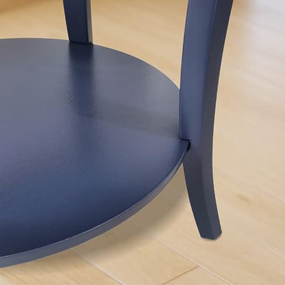 Roundhill Furniture Perth Contemporary Round End Table with Shelf - color: Navy Blue