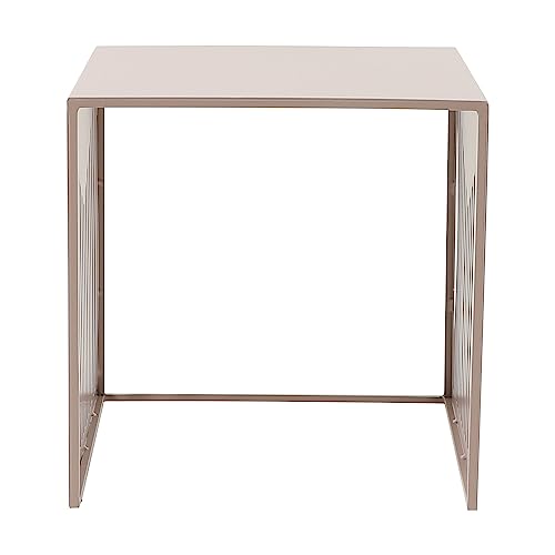 LeisureMod Mid-Century Design Square Side/End Table, Steel Powder Coated Finish, Perfect for Modern and Contemporary Living Space, Brown - color: Brown