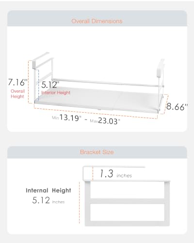 Under Shelf Storage Basket, 2-Pack Under Cabinet Shelf Organizer | Expandable Hanging Basket Holds 35 lbs Add-On Kitchen Pantry Cupboard Counter Laundry 13.19-23.03" W x 8.66" D x 5.12" H - size: 13.19-23.03" W × 8.66" D × 5.12"H