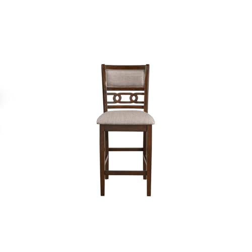 New Classic Furniture Gia Counter Dining Chair (Set of Four), Light Brown Fabric Upholstered Seat & Back Rest, Cherry Brown - color: Cherry, size: Set of 4, style: Counter Chair