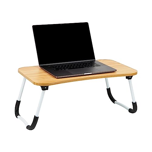 Mind Reader Lap Desk Laptop Stand with Folding Legs, Portable Bed Tray Table for Laptop, Breakfast, Reading, Crafts, MDF, Beige - color: Beige