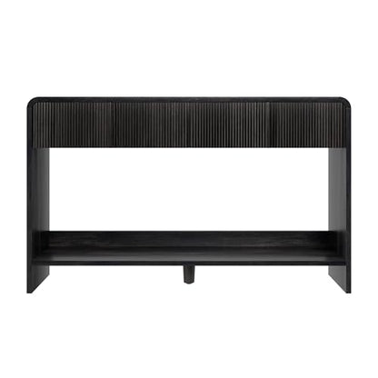 AMERLIFE 45" Fluted Entryway Console Table with 2 Drawers and Open Shelf | Modern Entryway Table with Rounded Edges, Wood Sofa Table for Hallway, Foyer, Behind Couch, Living Room, Black - color: Black - Fluted Panel, size: 45"