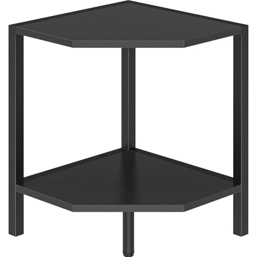 Creso hom Corner Shelf Stand, 2 Tier Industrial Corner Bookshelf, Multipurpose Standing Corner Display Shelf Countertop Organizer for Living Room Kitchen Bedroom Office, Black - color: Black, size: 2-Tier