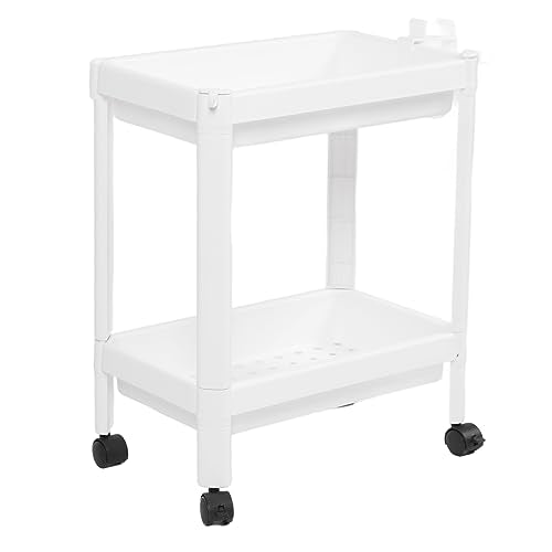 Tissting Bathroom Storage Rack 2-Tier, Plastic Freestanding Shelf | Multifunctional Organizer | Living Room & Bedroom & Kitchen | Space Saver(2 layers (with wheels)) - color: 2 Layers (With Wheels)