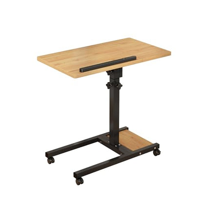 TigerDad Mobile Adjustable Height Laptop Stand PC Computer Portable Notebook Swivel Laptop Desk Rolling Table Desk Cart Tiltable with Wheels Casters& Mouse Pad Table - color: Wood