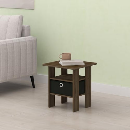 Ipoh End Table, Nightstand, Side Table with Bin Drawer for Small Spaces, Living Room, Bedroom, Chestnut/Dark Brown - color: Chestnut/Dark Brown