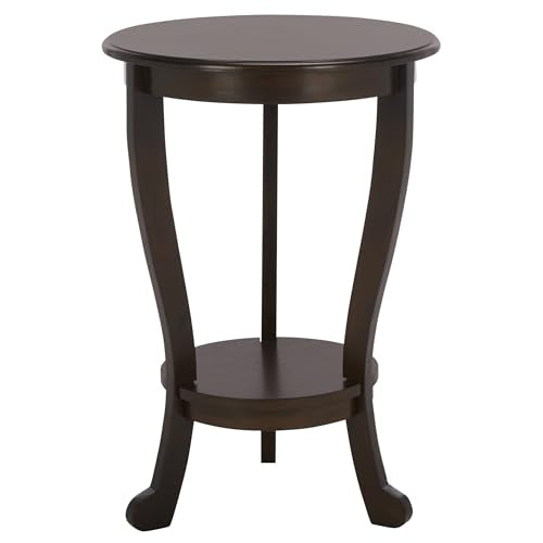 SAFAVIEH Furniture - Mary Pedestal Table - Dark Chocolate - Solid Wood - Farmhouse Pedestal Design - Ideal for Living Room, Entryway, Home Office, 18.1" W x 18.1" D x 26" H (AMH5711F) - color: Dark Chocolate