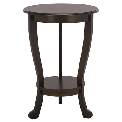 SAFAVIEH Furniture - Mary Pedestal Table - Dark Chocolate - Solid Wood - Farmhouse Pedestal Design - Ideal for Living Room, Entryway, Home Office, 18.1" W x 18.1" D x 26" H (AMH5711F) - color: Dark Chocolate