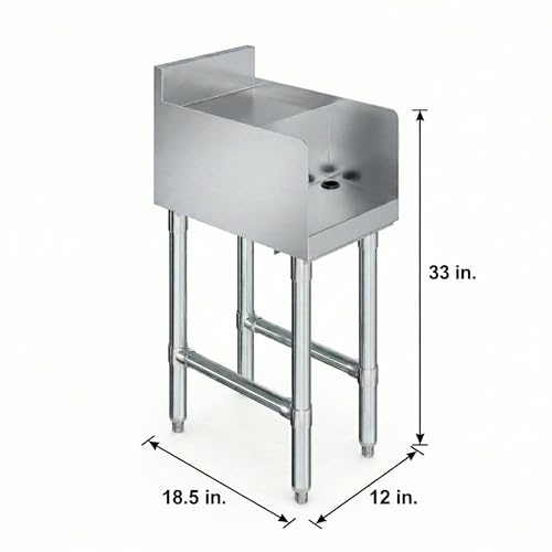 Commercial Underbar Blender Station 18.5 in. x 12 in. x 30 in. Stainless Steel Flat Top with Side Splashes NSF, Bar Prep Station with Grommet Hole for Blender Cords - size: 18 in. x 12 in.