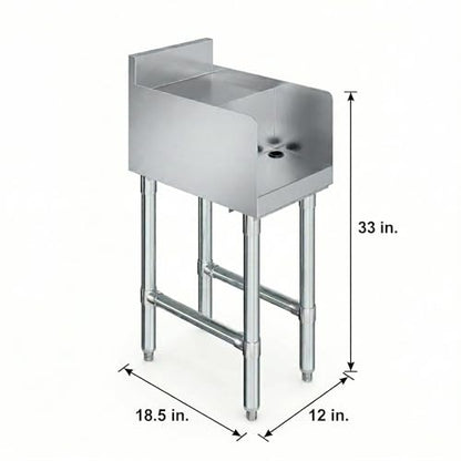 Commercial Underbar Blender Station 18.5 in. x 12 in. x 30 in. Stainless Steel Flat Top with Side Splashes NSF, Bar Prep Station with Grommet Hole for Blender Cords - size: 18 in. x 12 in.