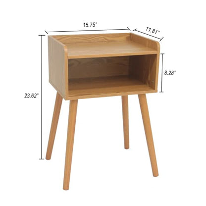 MaxSmeo Nightstand, Mid Century Modern Side Table Bedroom with Storage, Small End Bedside Table with Solid Wood Legs for Living Room, Office Small Spaces (Brown) - color: Modern Brown
