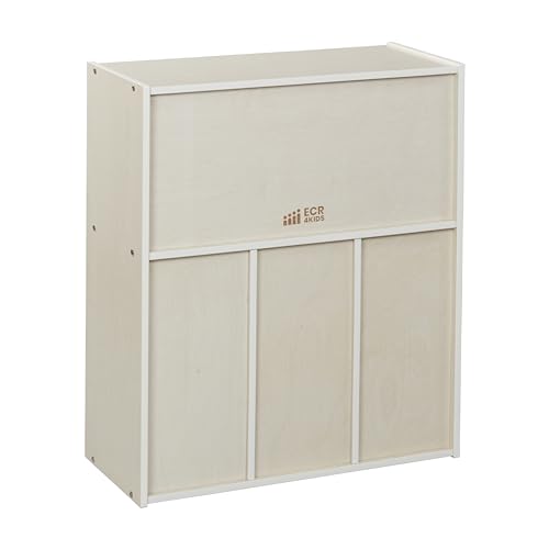ECR4Kids Streamline 15 Cubby Tray Storage Cabinet, 5x3, Classroom Furniture, White Wash - color: White