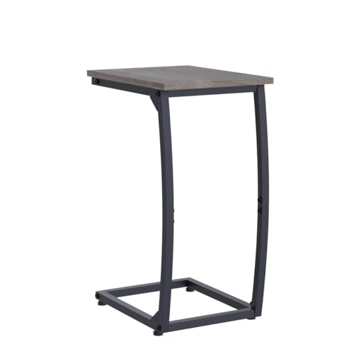 LAKEMID C Shaped End Table Set of 2,Side Table for Couch,Sofa End Table with Metal Frame,Couch Tables that Slide Under,TV Tray Table for Living Room Bedroom（Lvory） - color: Grey