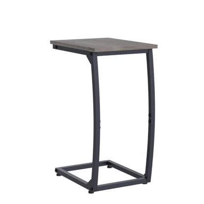 LAKEMID C Shaped End Table Set of 2,Side Table for Couch,Sofa End Table with Metal Frame,Couch Tables that Slide Under,TV Tray Table for Living Room Bedroom（Lvory） - color: Grey