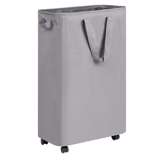 efluky Slim Laundry Hamper with Wheels, Rolling Laundry Basket for Clothes, Small Laundry Basket for Bedroom, Dorm and Laundry Room, 75L (19.8 Gallons) Grey - color: Grey, size: 75L