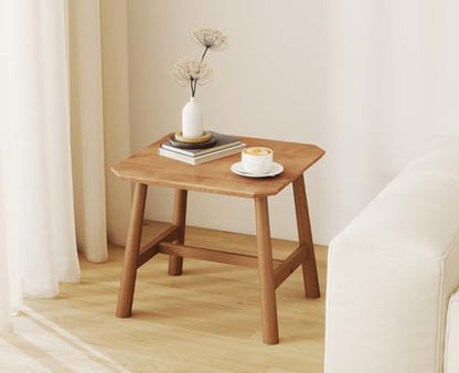 CIMOTA Solid Wood Side Table Modern Small Square End Table for Living Room Farmhouse Narrow Nightstand for Small Spaces/Bedroom/Office, Natural Finish - color: Natrual