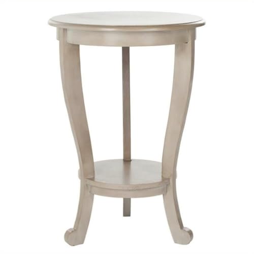 SAFAVIEH Furniture - Mary Pedestal Table - Vintage Grey - Solid Wood - Farmhouse Pedestal Design - Ideal for Living Room, Entryway, Home Office, 18.1" W x 18.1" D x 26" H (AMH5711A) - color: Vintage Grey