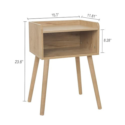 MaxSmeo Nightstand, Mid Century Modern Side Table Bedroom with Storage, Small End Bedside Table with Solid Wood Legs for Living Room, Office Small Spaces (Rustic Walnut) - color: Rustic Walnut