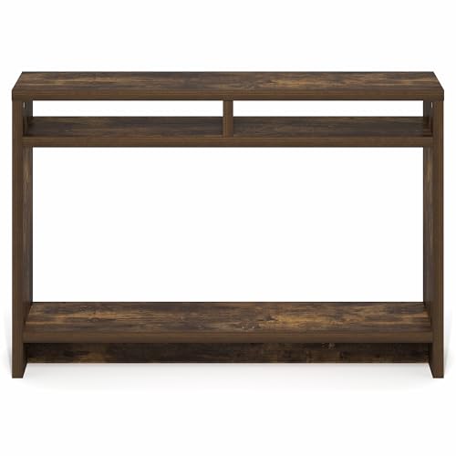 Furinno Viola Entryway Table, 3-Tier Narrow Console Table with Extra Thick Frame and Storage Shelf, 47.2" Wide Sofa Table, for Living Room, Home Office, Entryway, Amber Pine - color: Amber Pine