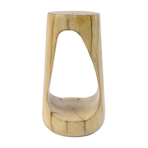 Merax Hollow MGO Accent Side Table, Unique Modern End Table with Wide Pedestal & Tabletop, Small Drink Tables for Living Room, Bedroom Night Stand Bedside Table, No Assembly Required, Natural - color: Natural, size: Hollow Design