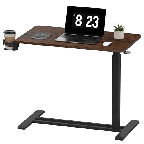 FLEXISPOT Adjustable C Table with Wheels, Mobile Snack Side End Table Sofa Couch Bedside Table Laptop Rolling Cart TV Tray Night Stand for Small Space Side Table(31.5" W x 17.7" D,Rustic Brown) - color: Rustic Brown, size: Large
