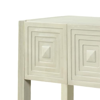 LKTART 55" Carved Console Table with 3 Soft-Close Drawers, Entryway Sofa Table with Fluted Leg,Solid Wood Accent Table for Living Room Hallway, Natural - color: Natural