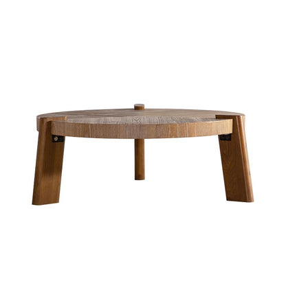 36.61'' Round Coffee Table, Modern Countryside Farmhouse Rustic Wood Coffee Table for Living Room, Easy Assembly, Natural - color: Ø36.61''-natural Wood