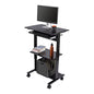 Stand Up Desk Store Mobile Rolling Adjustable Height Standing Workstation with Printer Shelf and Slideout Keyboard Tray (Black Frame/Black Top, 30" Wide) - color: Black/Black