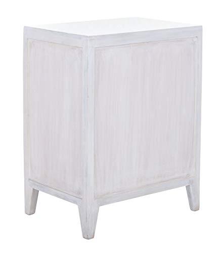 SAFAVIEH Furniture - Thea 1-Door Carved Nightstand - White Washed - Mango Wood - Artisan Global Design - Ideal for Bedroom, 20"W x 14"D x 26"H - Fully Assembled (NST5300C) - color: White Washed